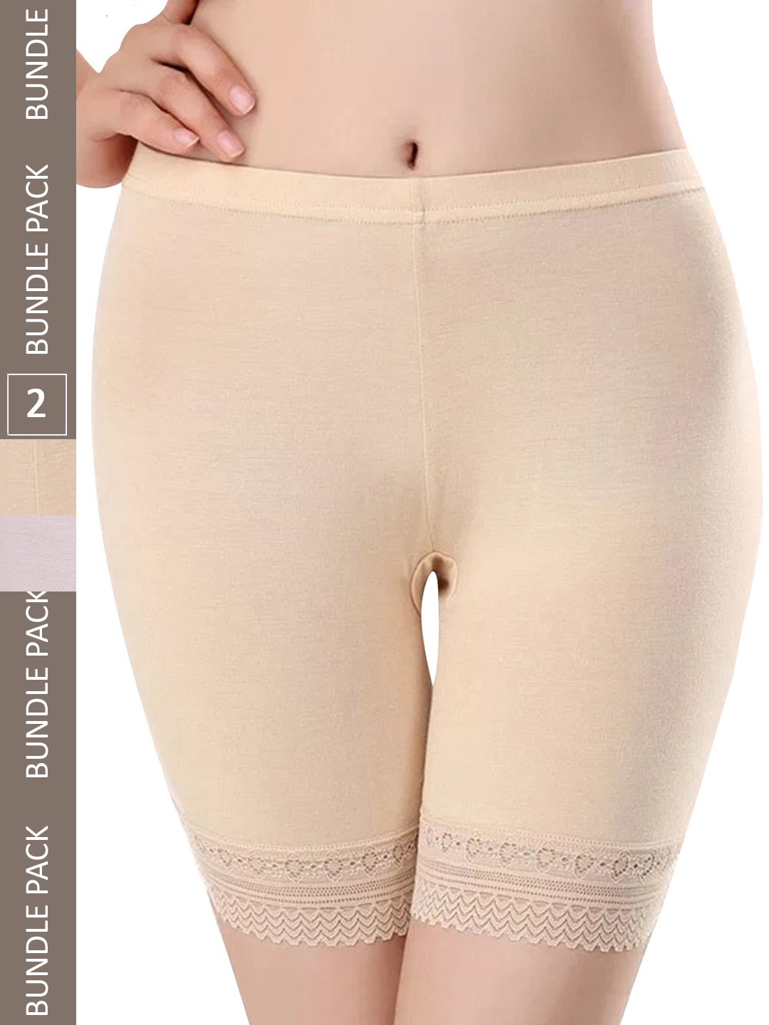 

PLUMBURY Women Pack of 2 Mid-Rise Yoga Sports Shorts, White