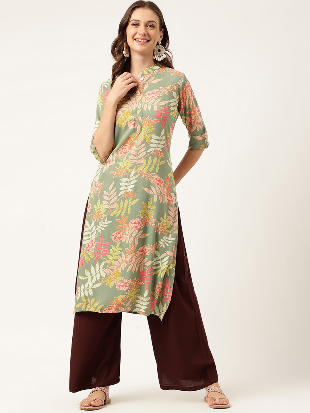 

Divena Floral Printed Kurta, Green