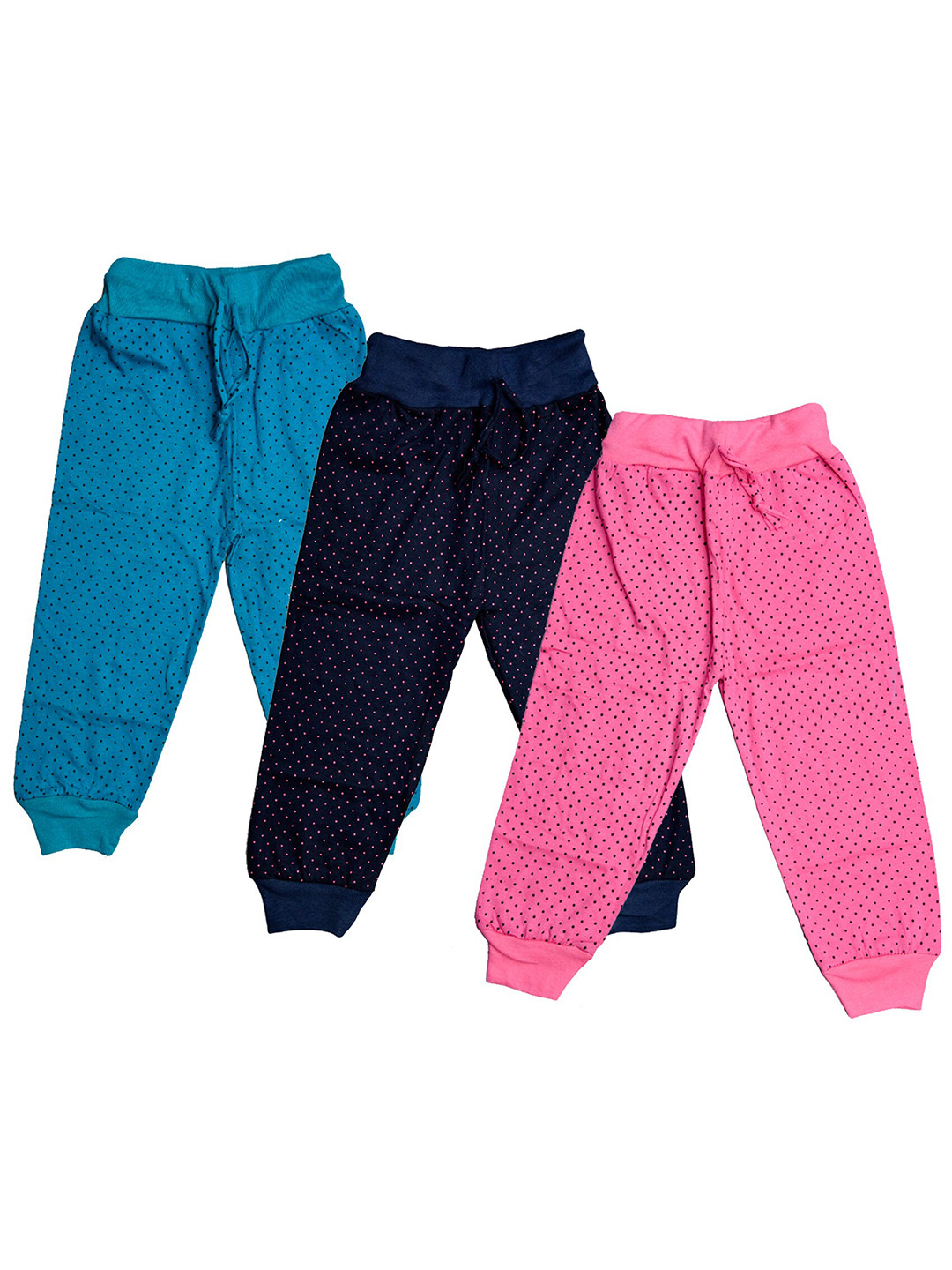 

IndiWeaves Girls Pack of 3 Printed Pure Cotton Relaxed Fit Three-Fourth Length Joggers, Pink