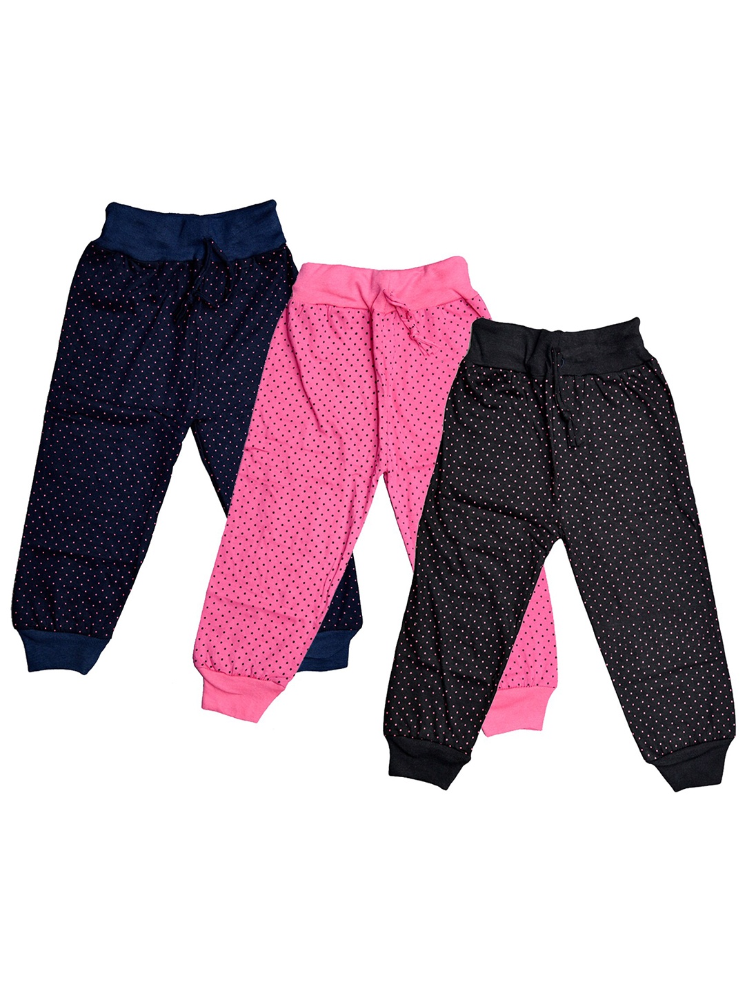 

IndiWeaves Girls Pack of 3 Printed Pure Cotton Relaxed Fit Three-Fourth Length Joggers, Pink