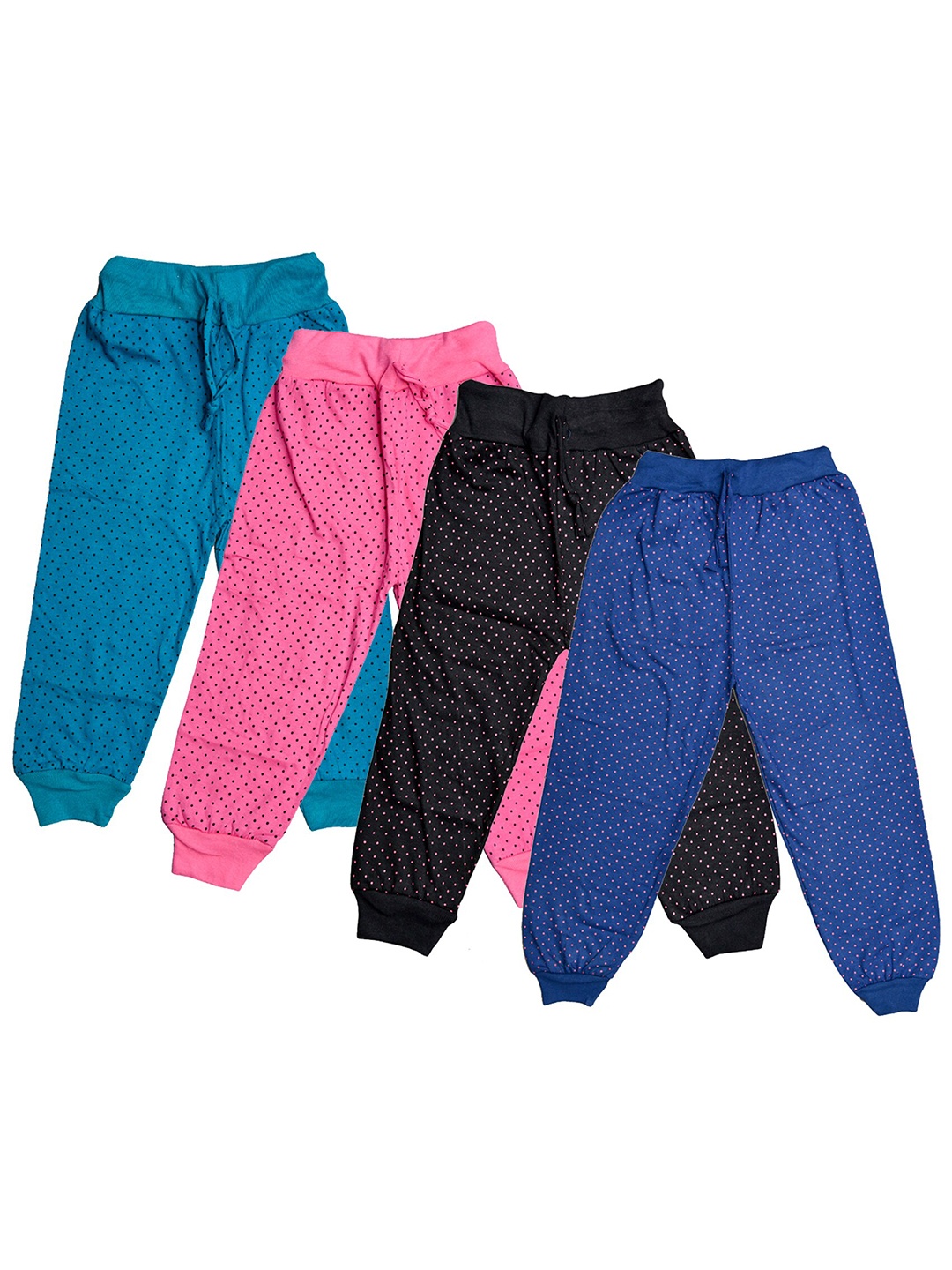 

IndiWeaves Girls Pack of 4 Printed Pure Cotton Relaxed Fit Three-Fourth Length Joggers, Pink