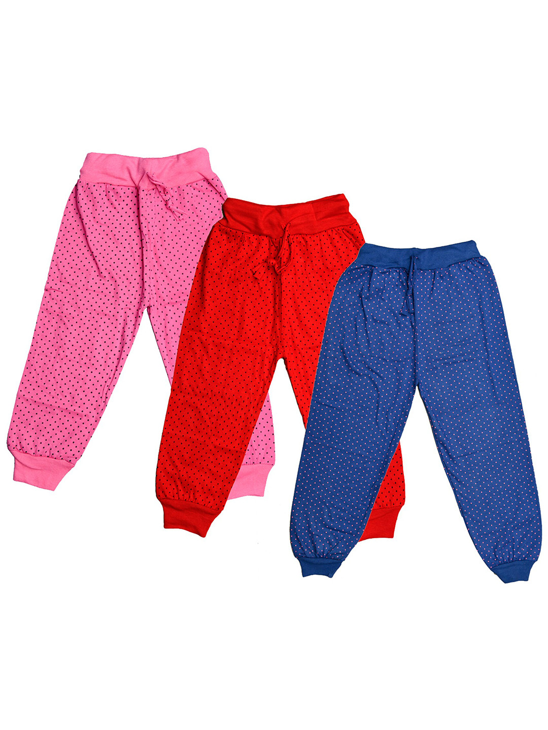

IndiWeaves Girls Pack Of 3 Printed Mid-Rise Cotton Lounge Pants, Pink