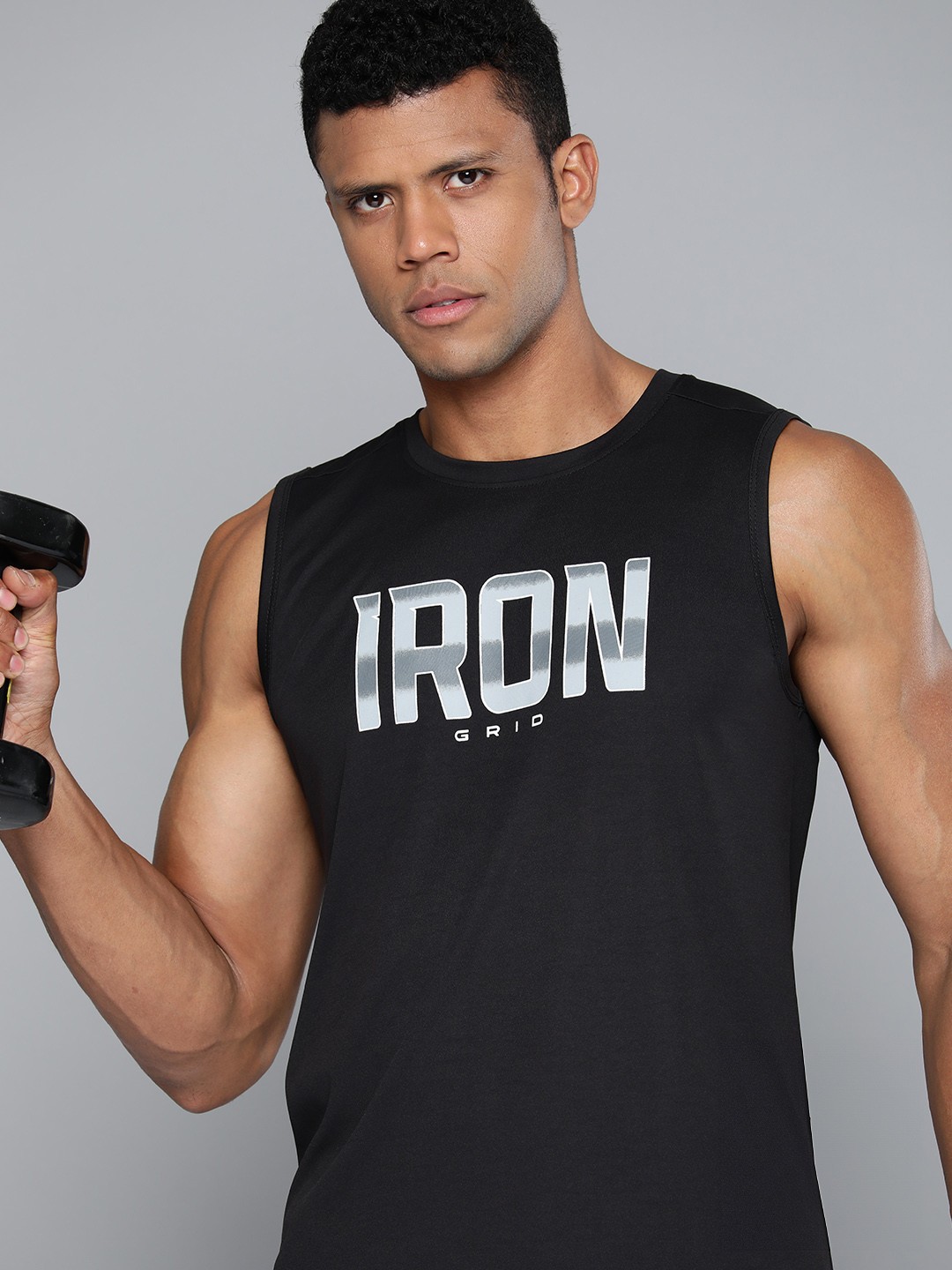 

HRX by Hrithik Roshan Typography Printed Rapid-Dry Training T-shirt, Black