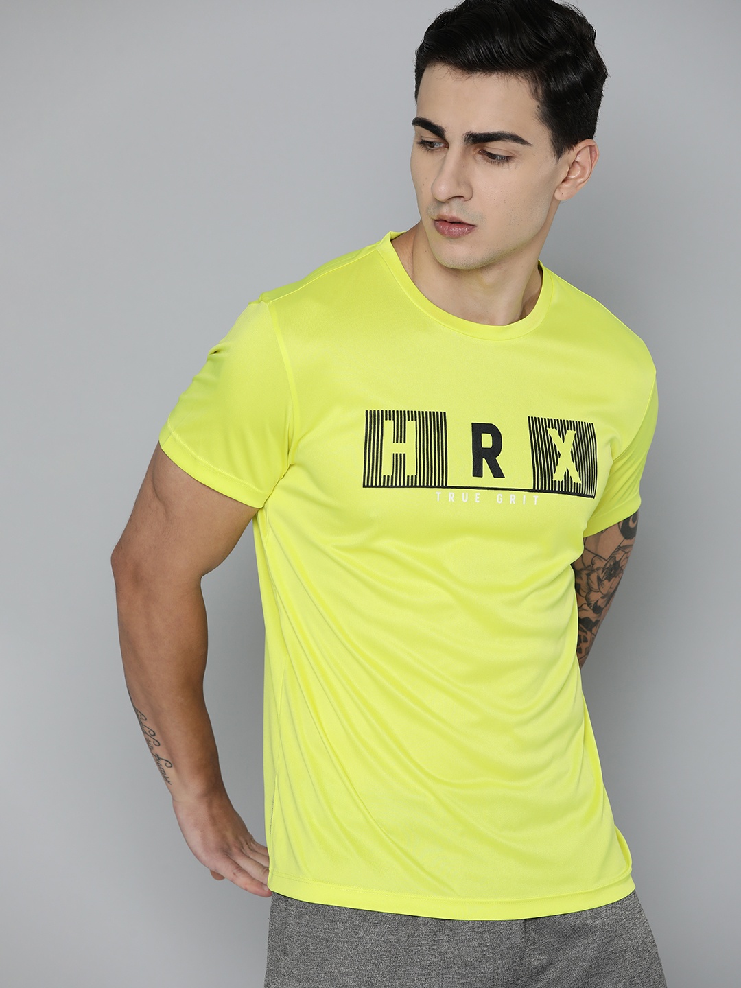 

HRX by Hrithik Roshan Printed Rapid-Dry Training T-shirt, Fluorescent green