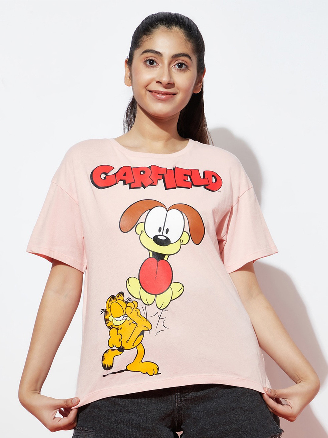 

SPUNKIES Garfield Causal T-Shirts, Peach