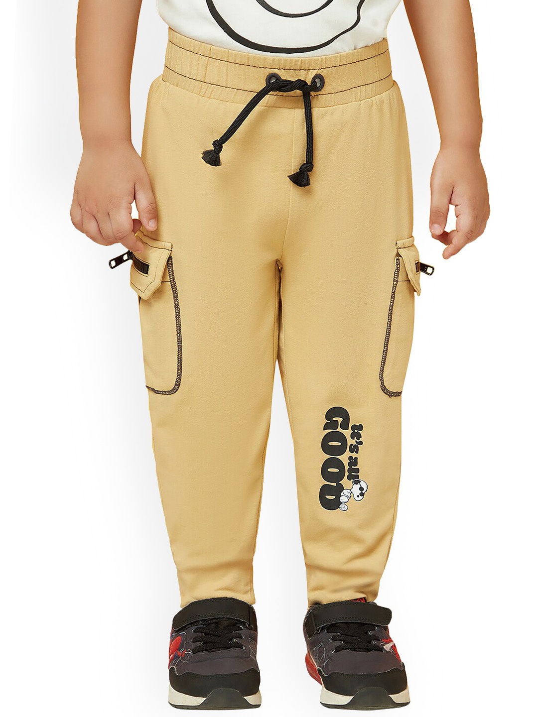 

SPUNKIES Boys Mid-Rise Cotton Joggers, Beige