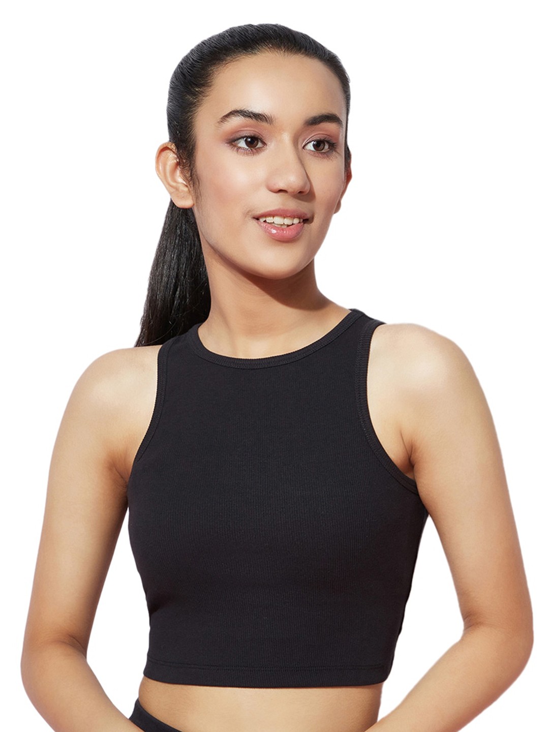 

SPUNKIES Sleeveless Cotton Tank Crop Top, Black