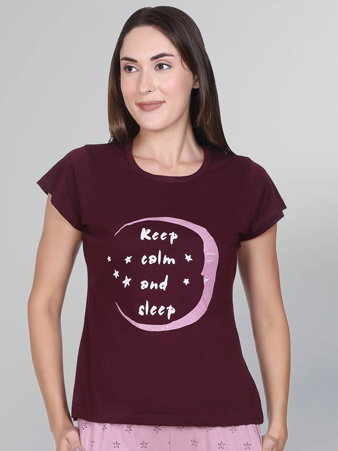 

GODFREY Typography Round Neck Cotton T-shirt, Burgundy