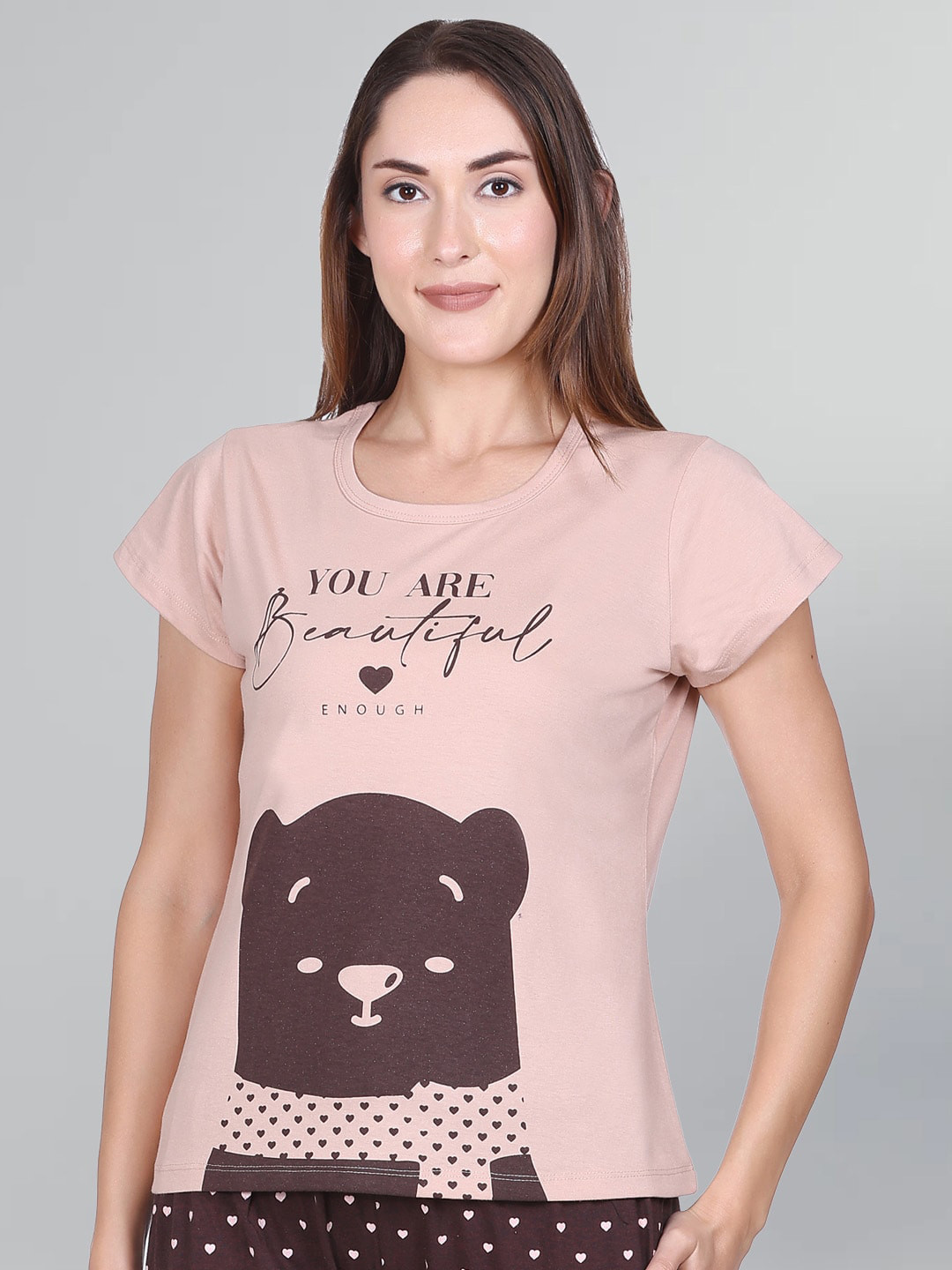 

GODFREY Graphic Printed Round Neck Cotton T-shirt, Beige