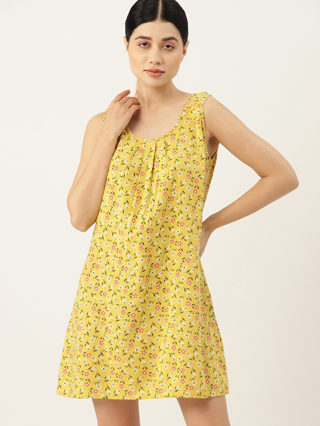 

ETC Floral Printed Nightdress, Yellow