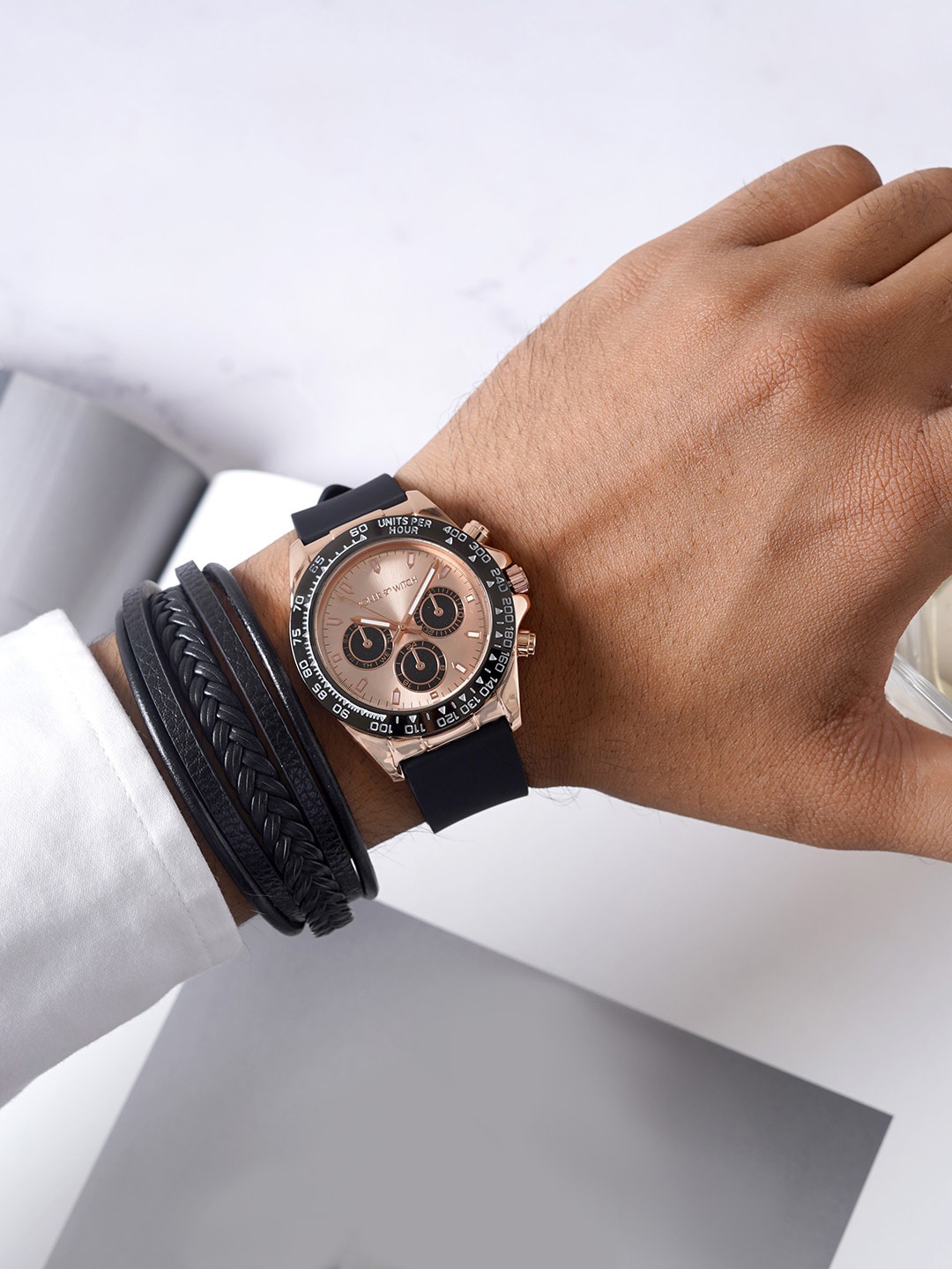 

JOKER & WITCH Men Aiden Watch Bracelet Stack JWBS908, Rose gold