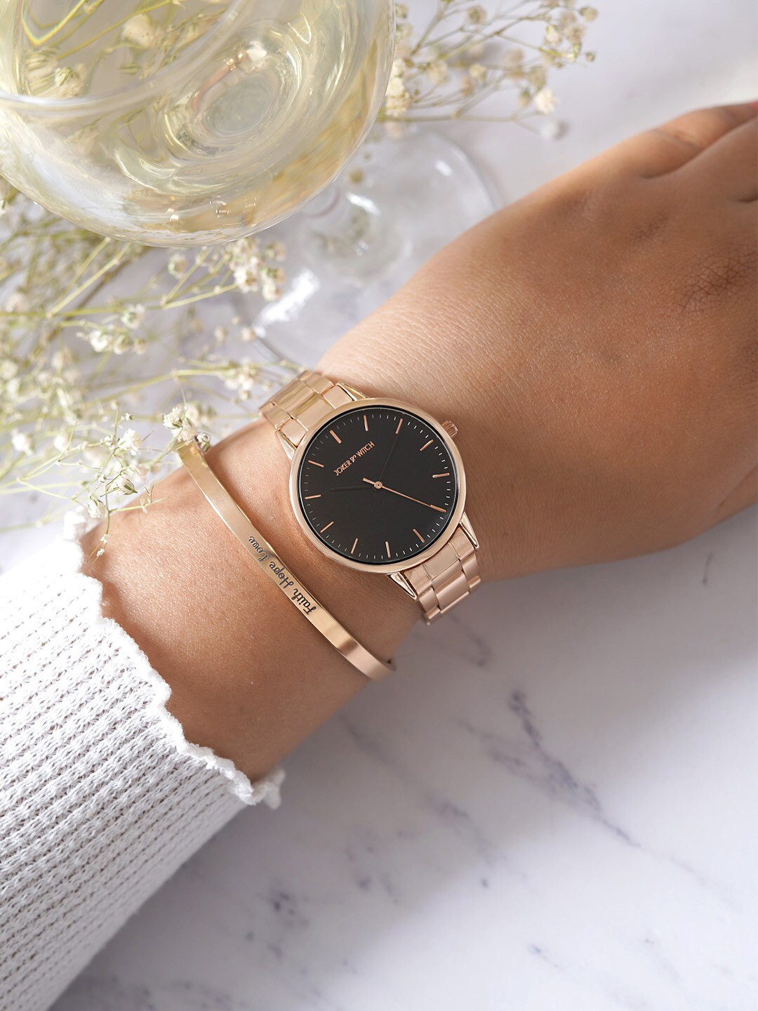 

JOKER & WITCH Women Kenya Watch Bracelet Gift Set, Rose gold