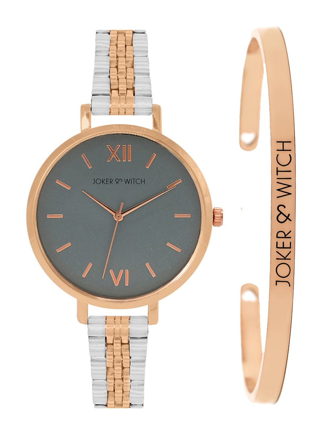 

JOKER & WITCH Women Watch With Bracelet Gift Set, Rose gold