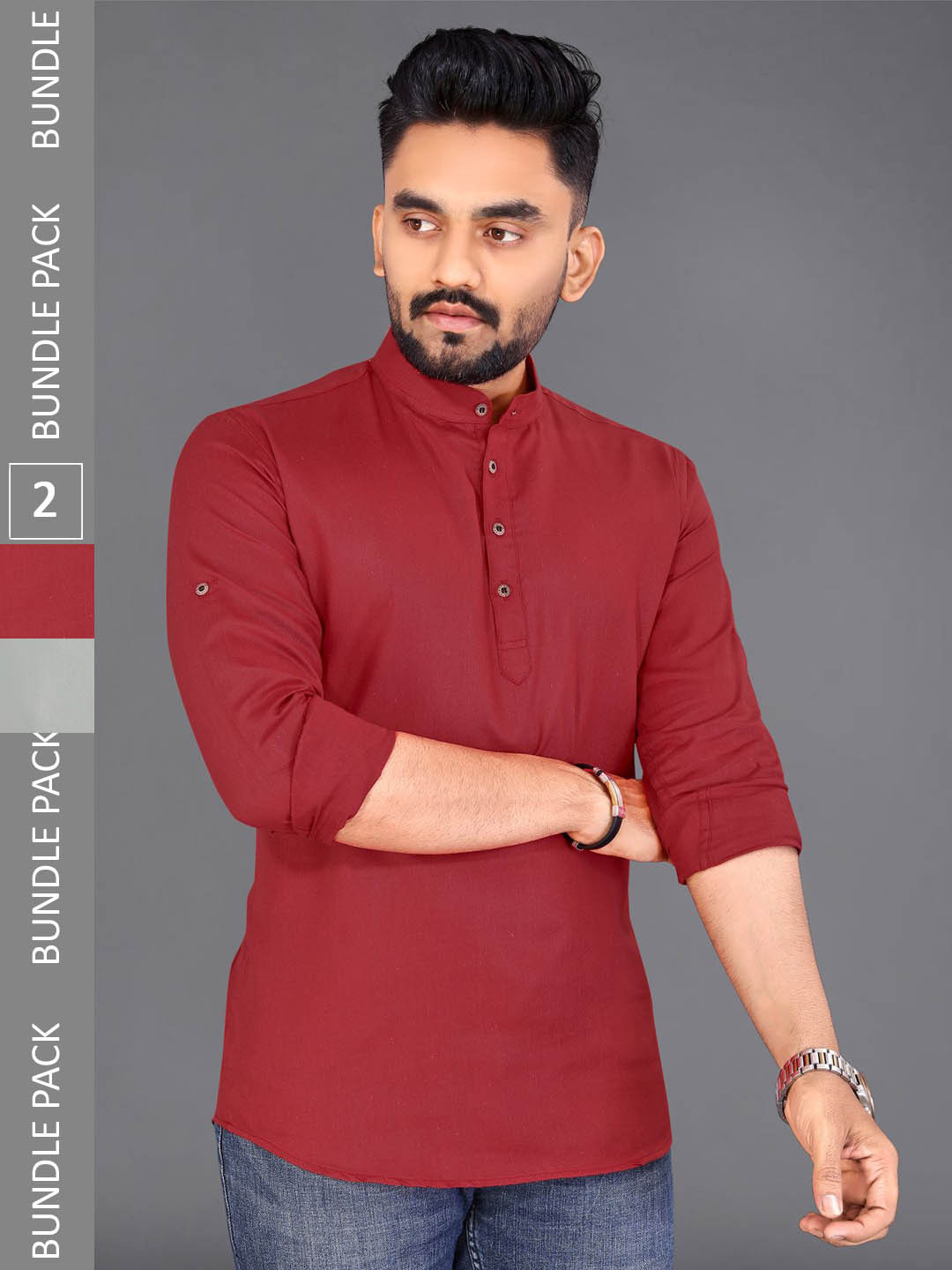 

ADWYN PETER A Selection Of 2 Cotton Short kurta, Red