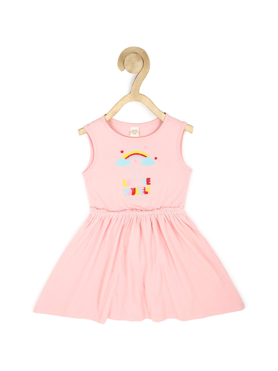 

Peter England Girls Graphic Printed Fit & Flare Casual Dress, Pink