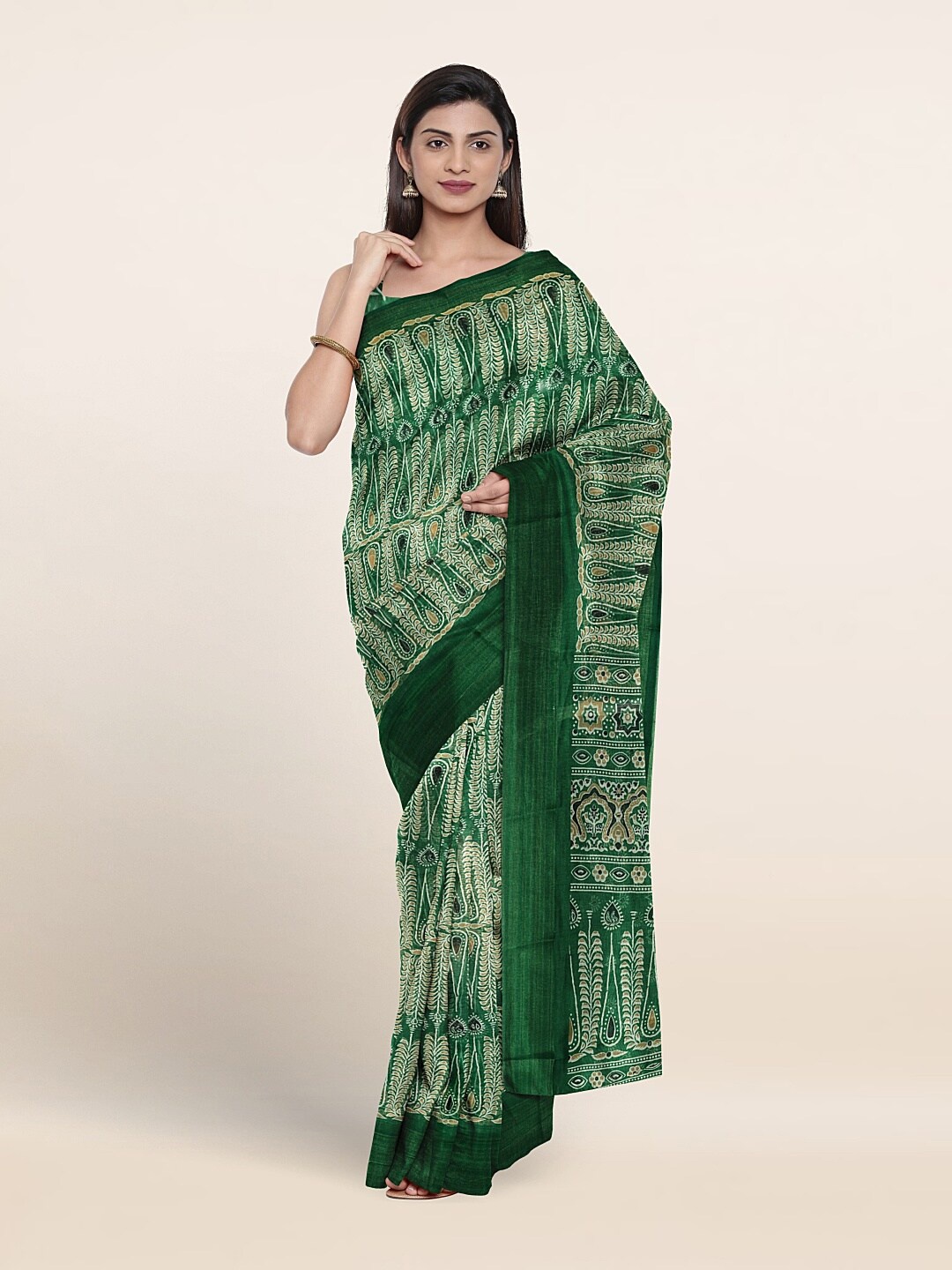 

Pothys Ethnic Motifs Printed Saree, Green