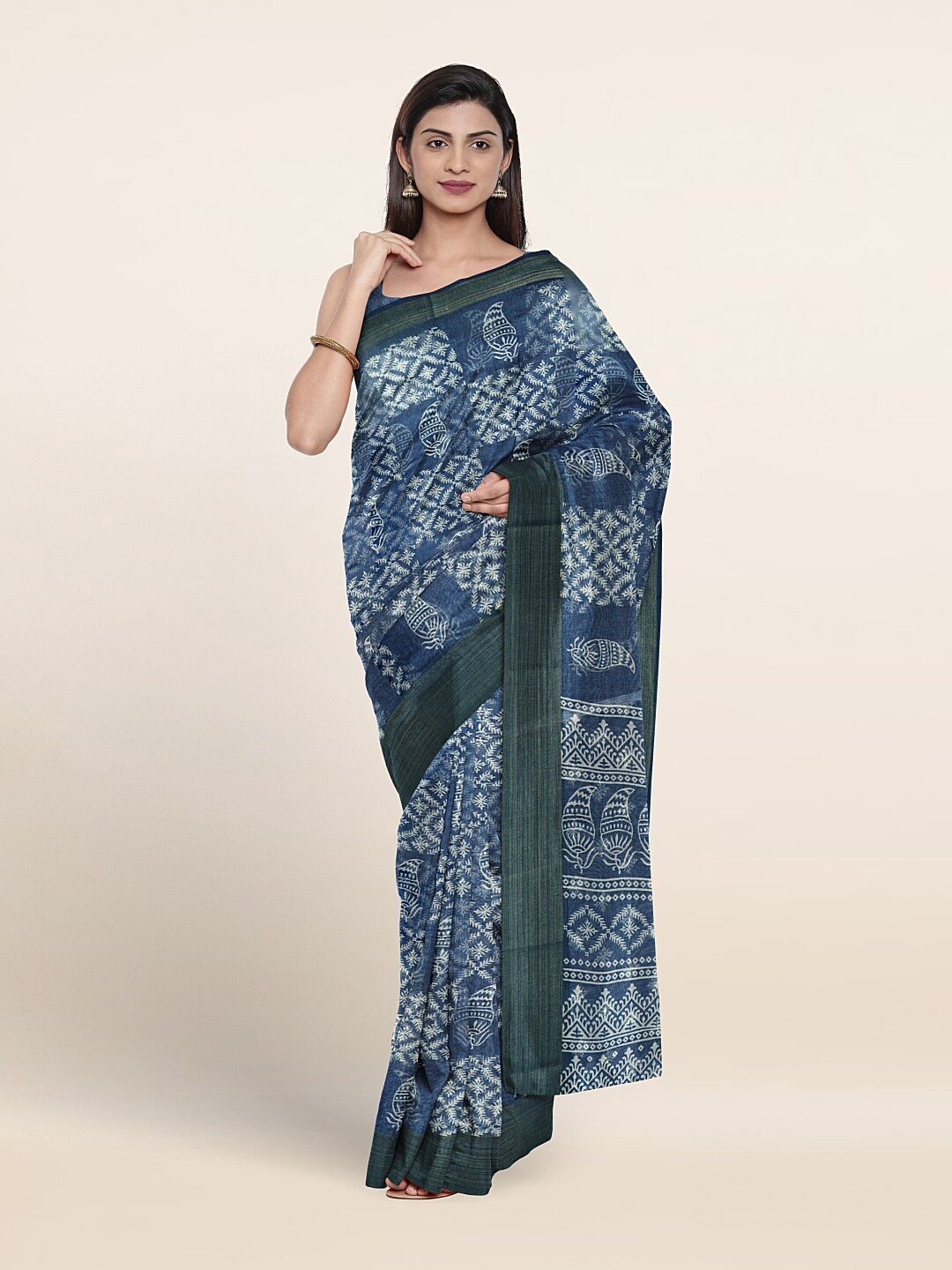 

Pothys Ethnic Motifs Printed Saree, Blue