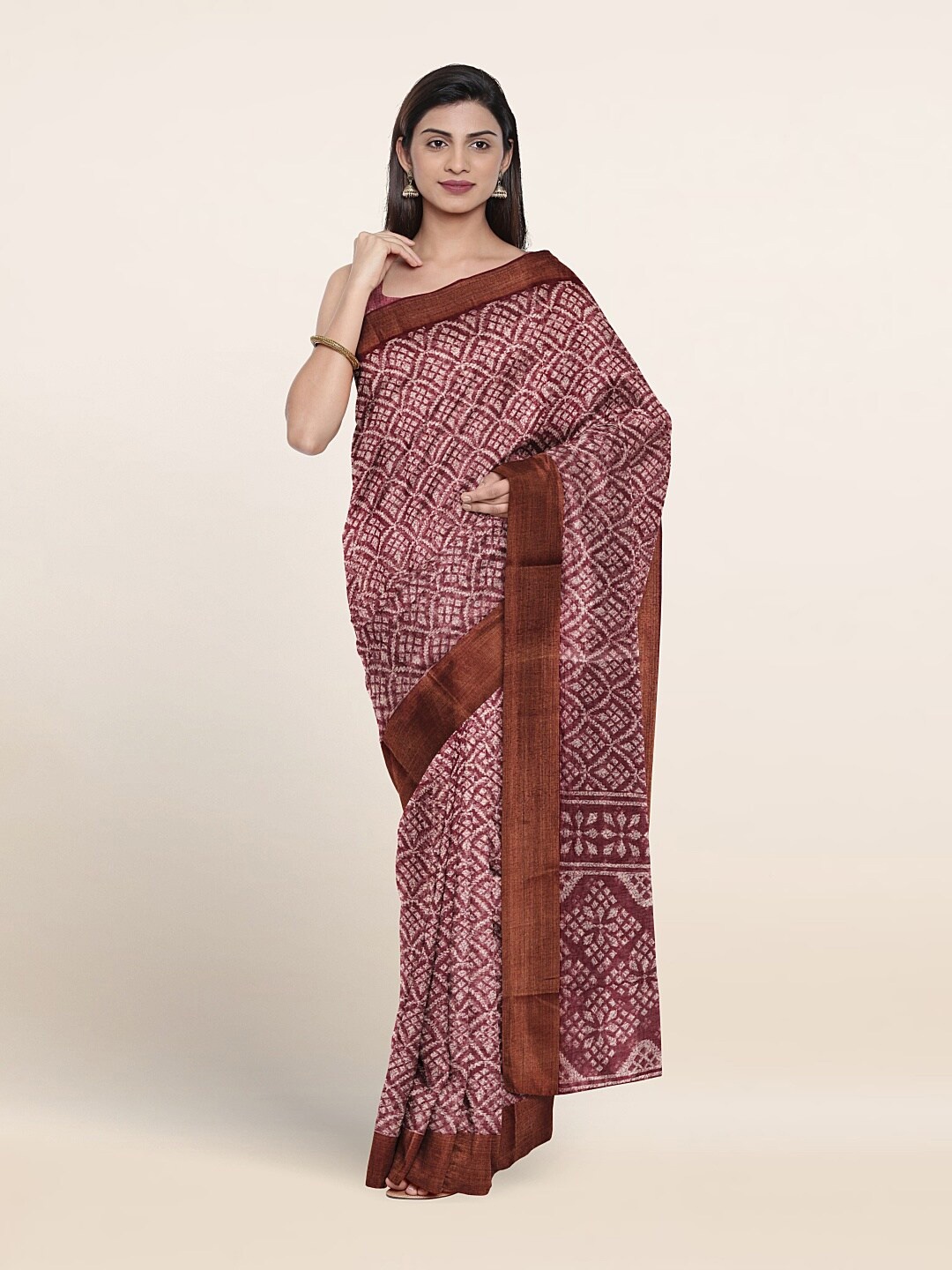 

Pothys Ethnic Motifs Printed Zari Saree, Maroon