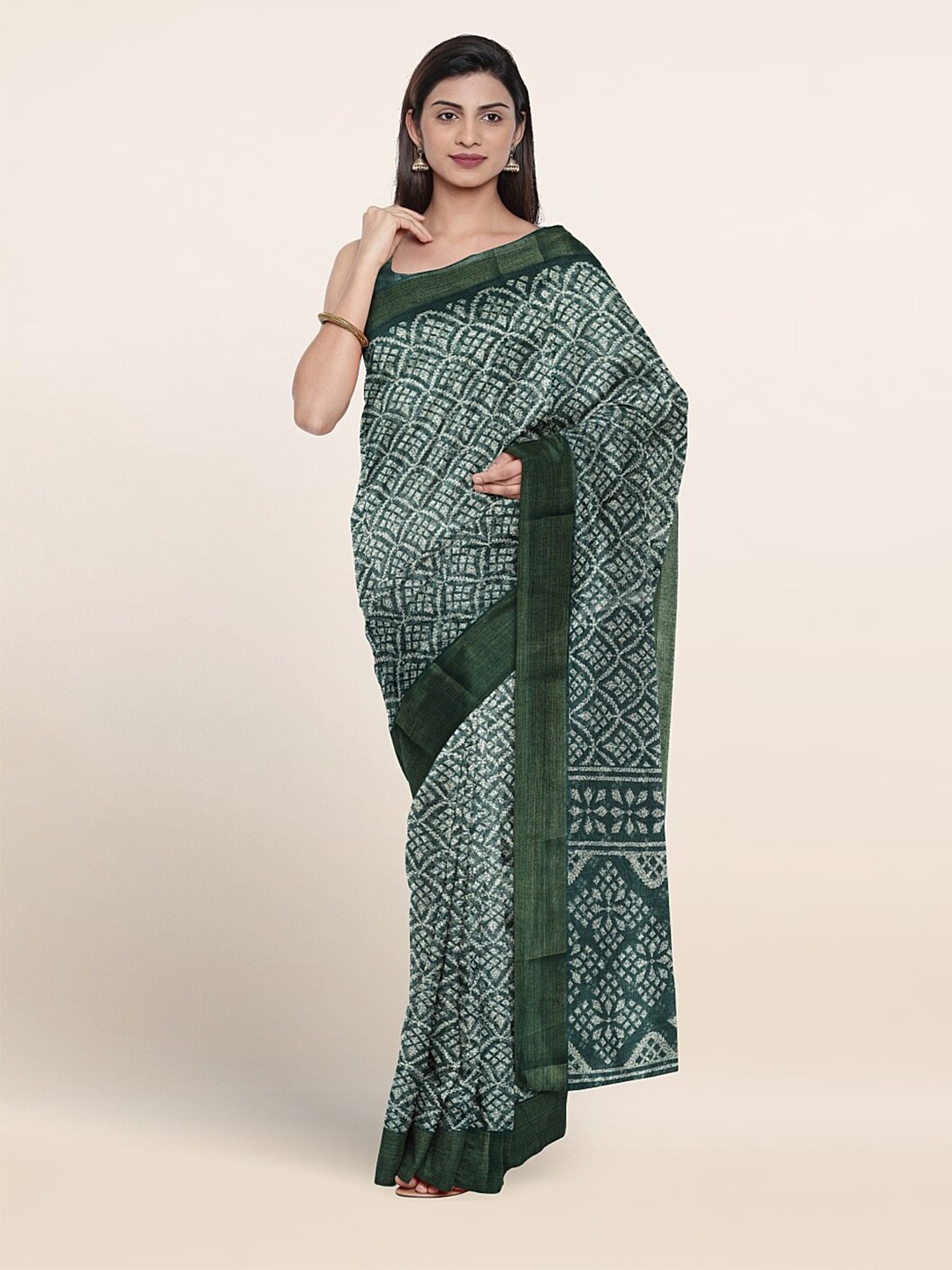 

Pothys Batik Printed Saree, Green