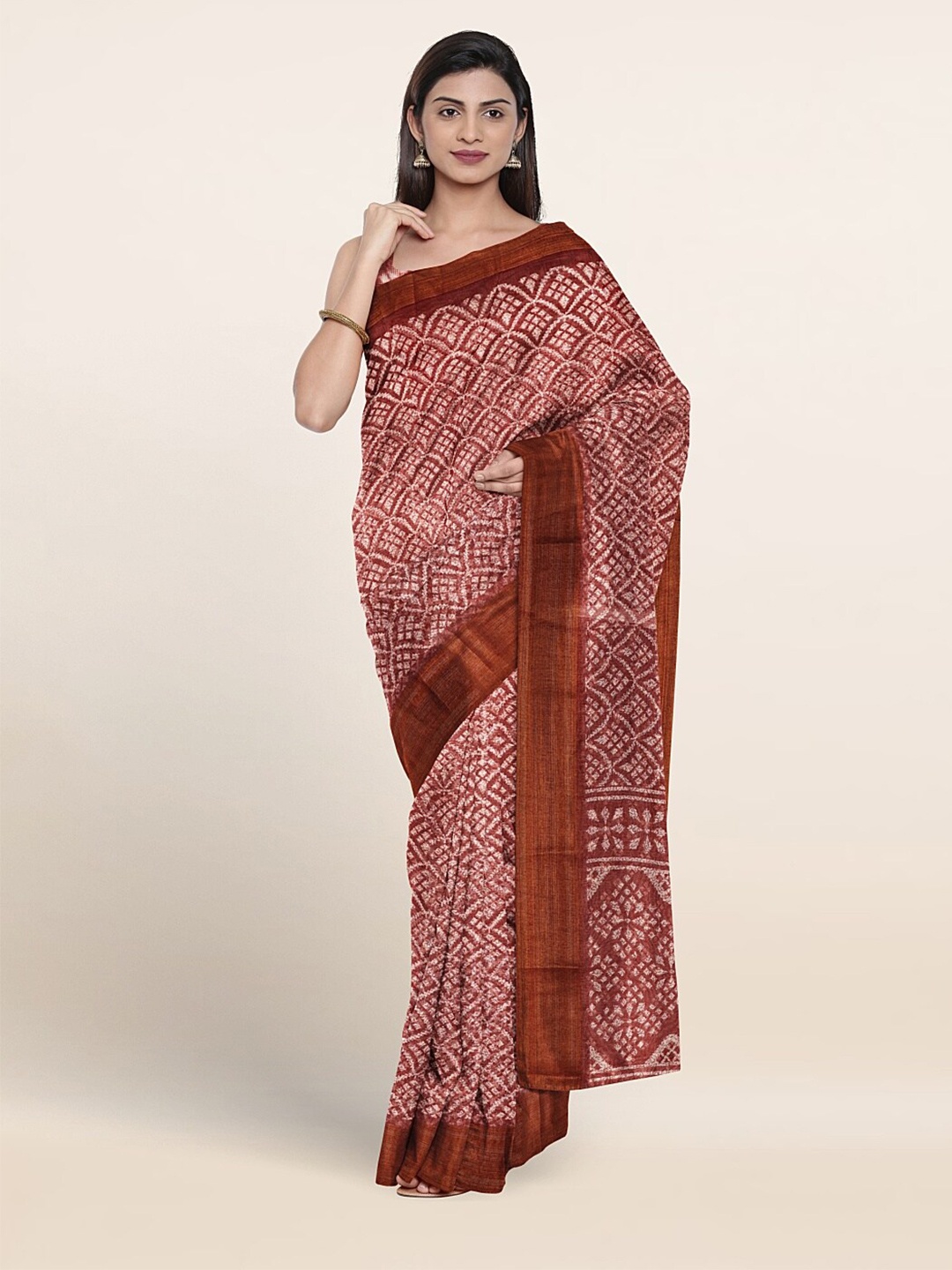 

Pothys Ethnic Motifs Printed Saree, Maroon