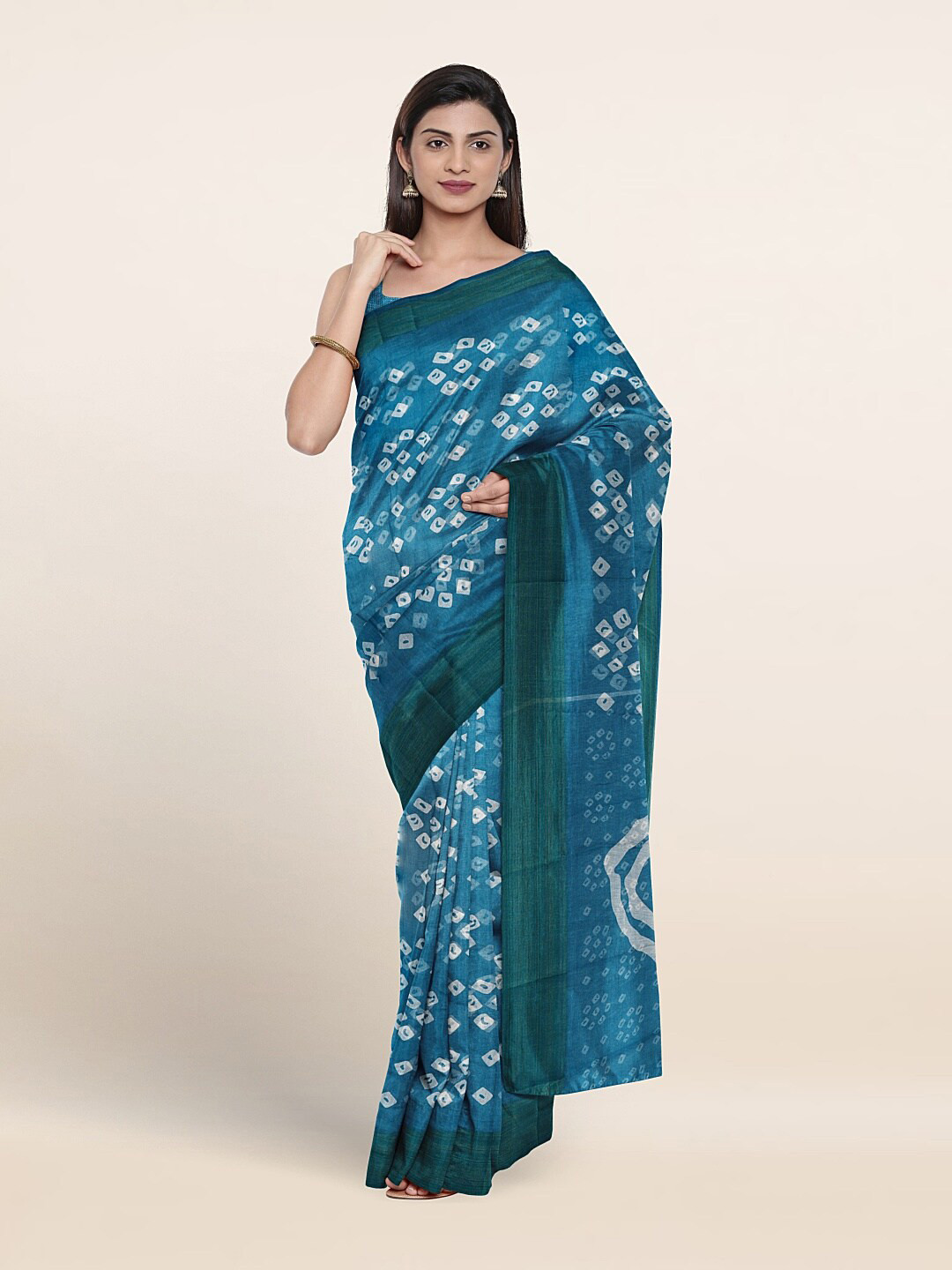 

Pothys Printed Bandhani Saree, Blue