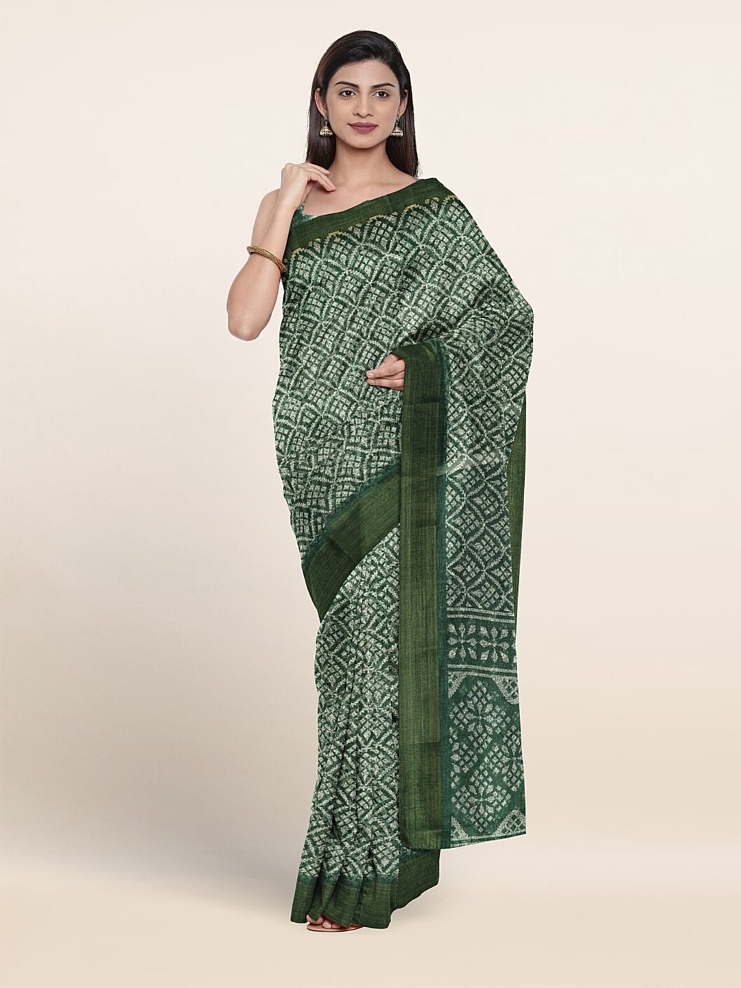 

Pothys Ethnic Motifs Printed Saree, Green
