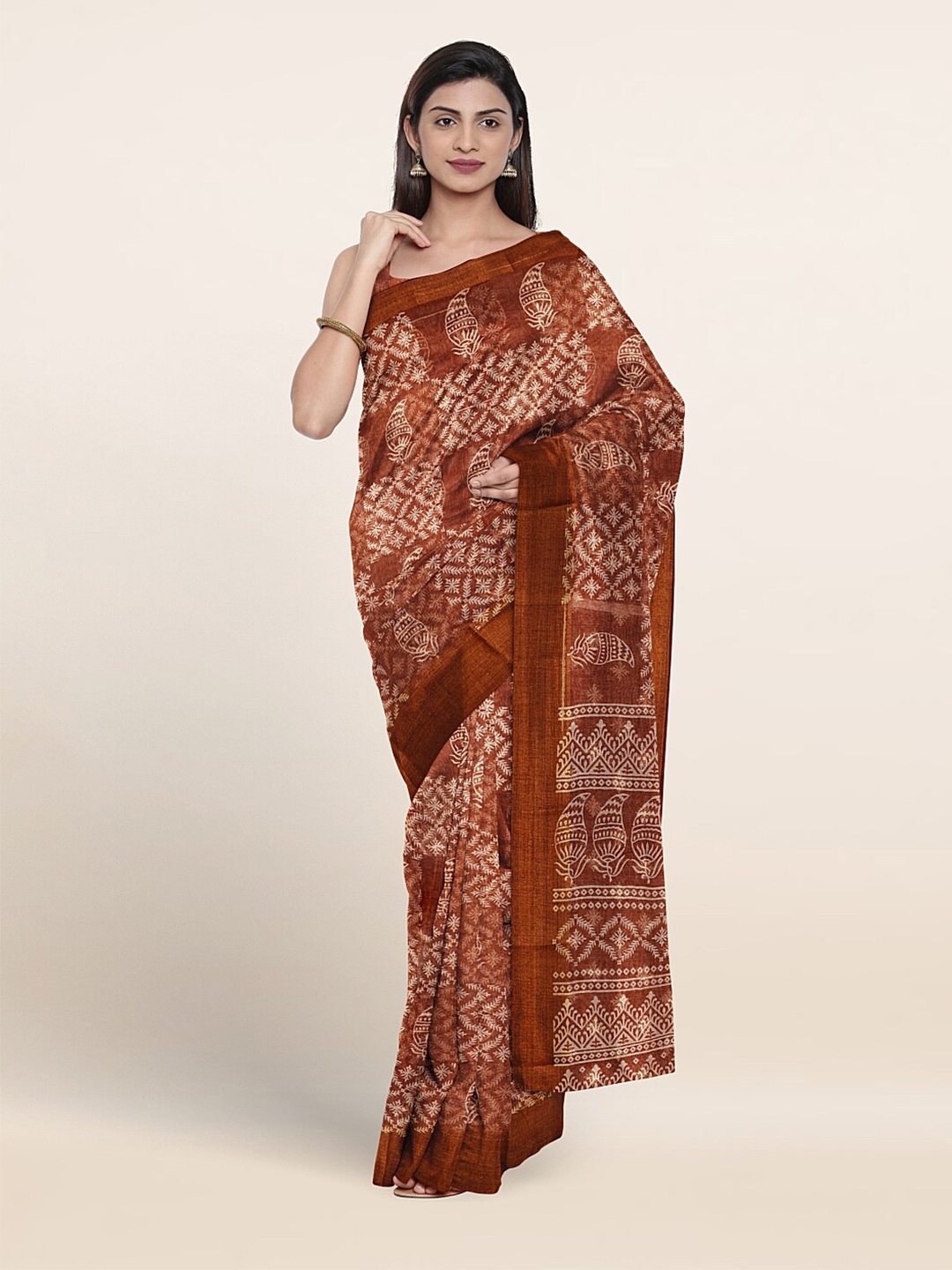 

Pothys Ethnic Motifs Printed Saree, Rust
