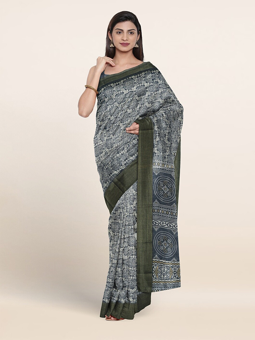 

Pothys Ethnic Motifs Printed Saree, Grey