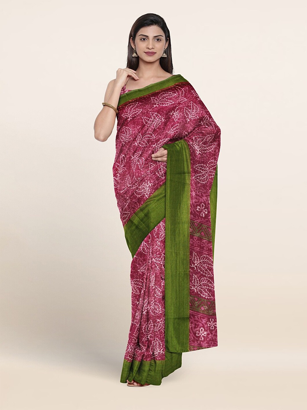 

Pothy Floral Printed Saree, Lavender