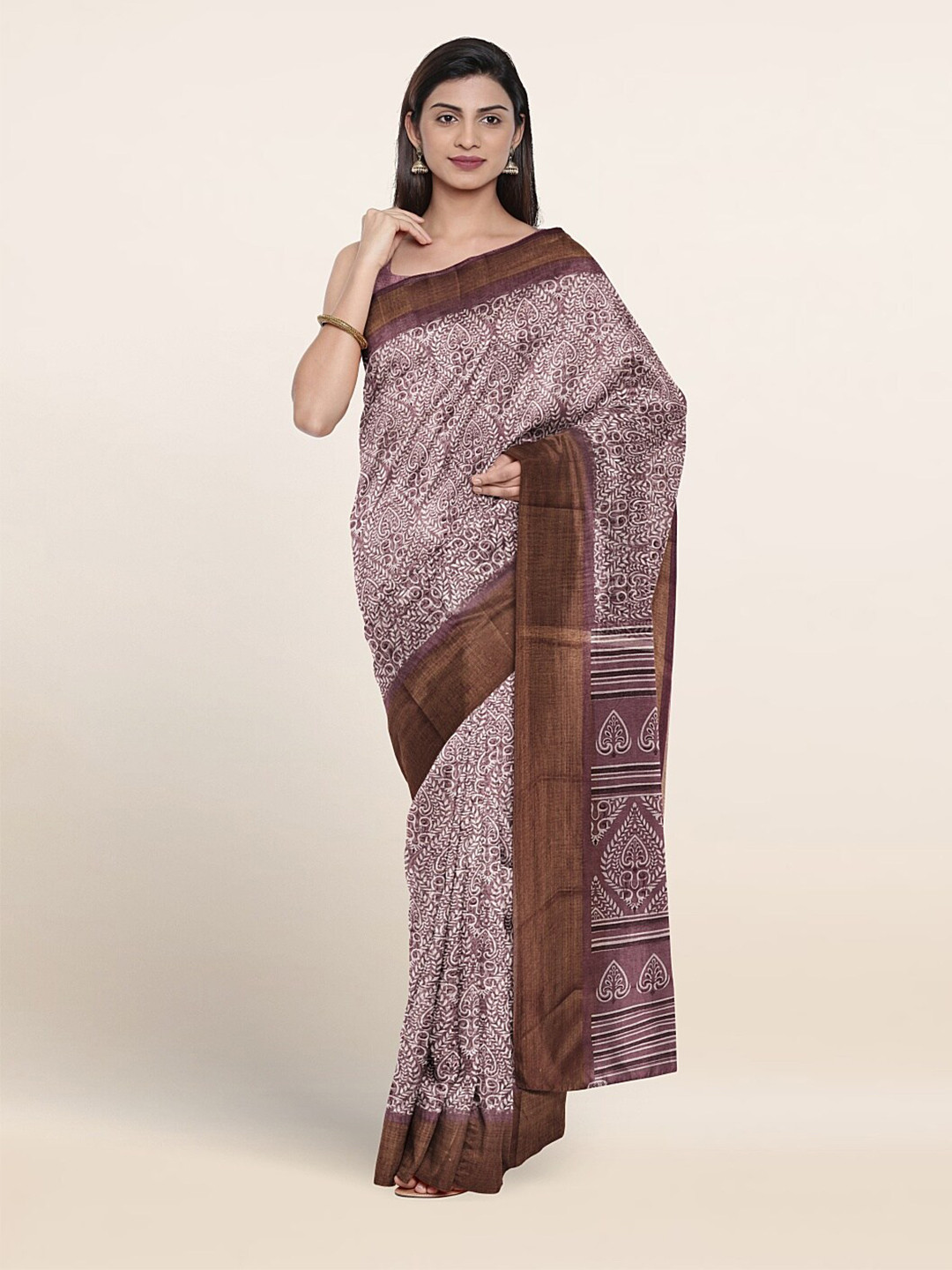 

Pothys Ethnic Motifs Printed Saree, Purple