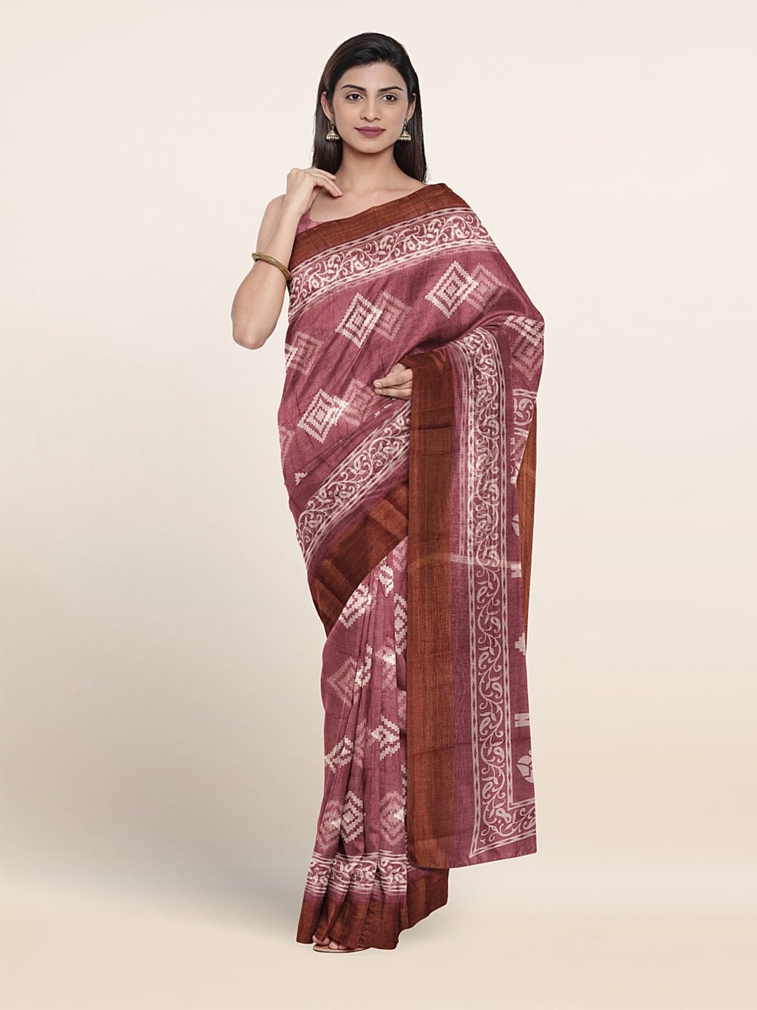

Pothys Geometric Printed Saree, Mauve