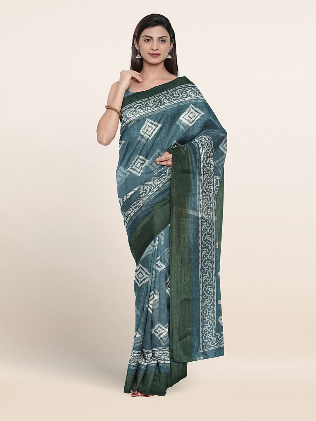 

Pothys Geometric Printed Saree, Blue