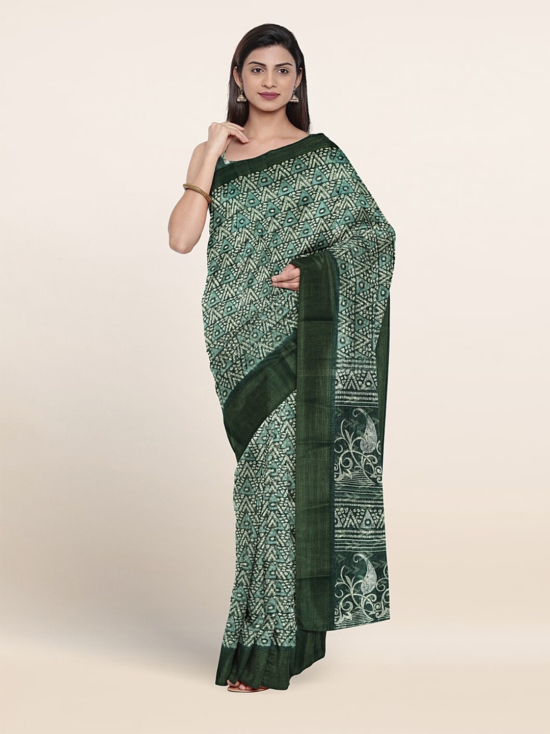 

Pothys Paisley Printed Saree, Green