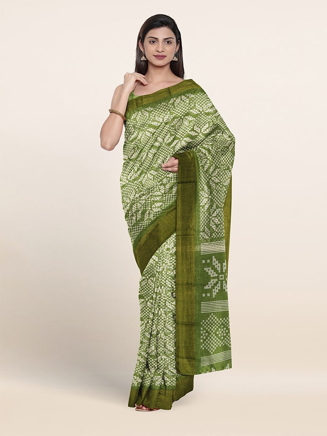 

Pothys Floral Printed Saree, Green