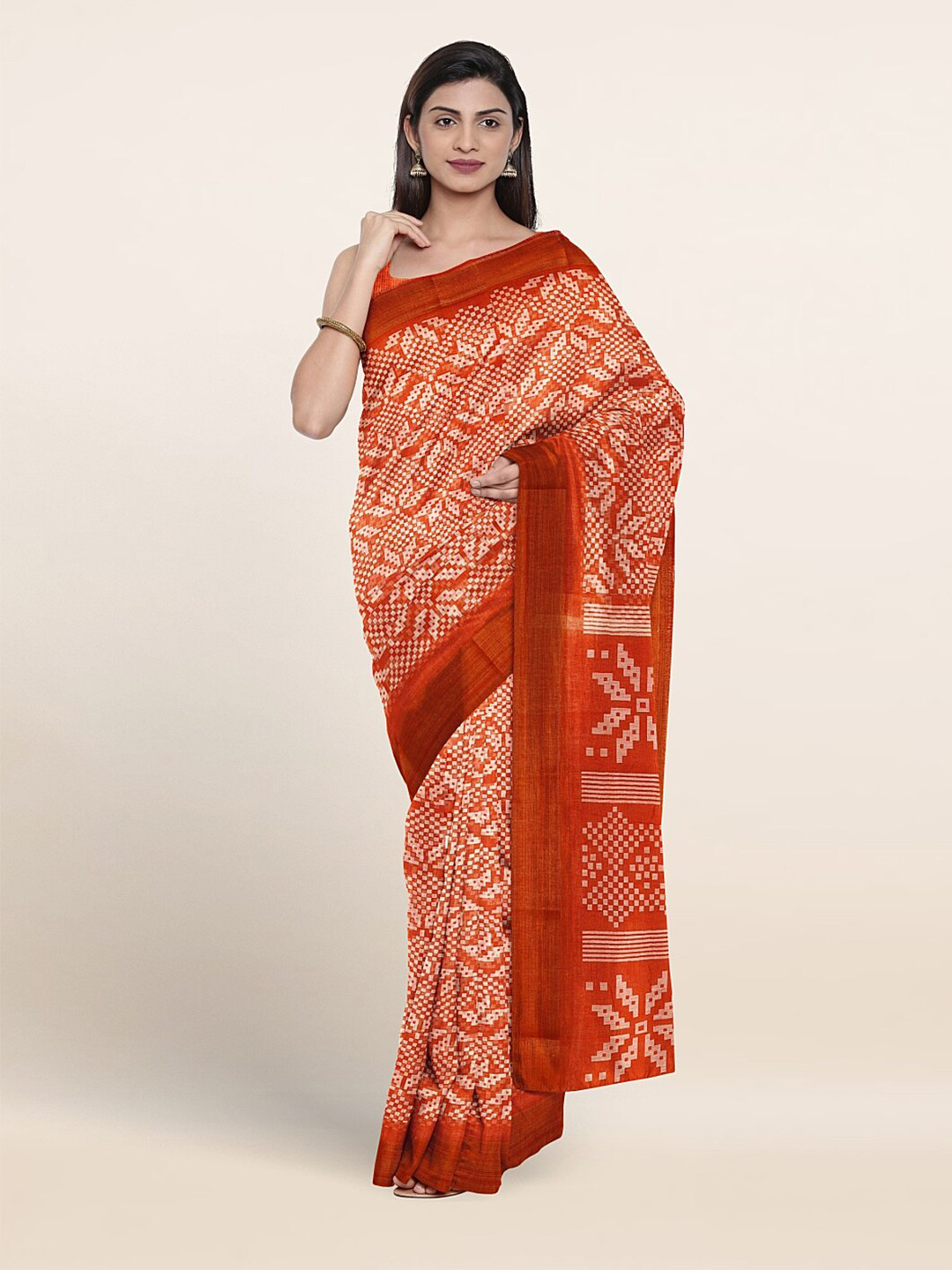 

Pothys Floral Printed Saree, Orange