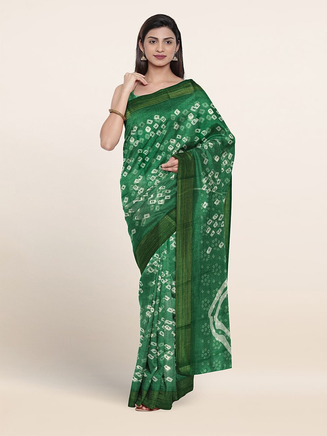 

Pothys Bandhani Printed Saree, Green