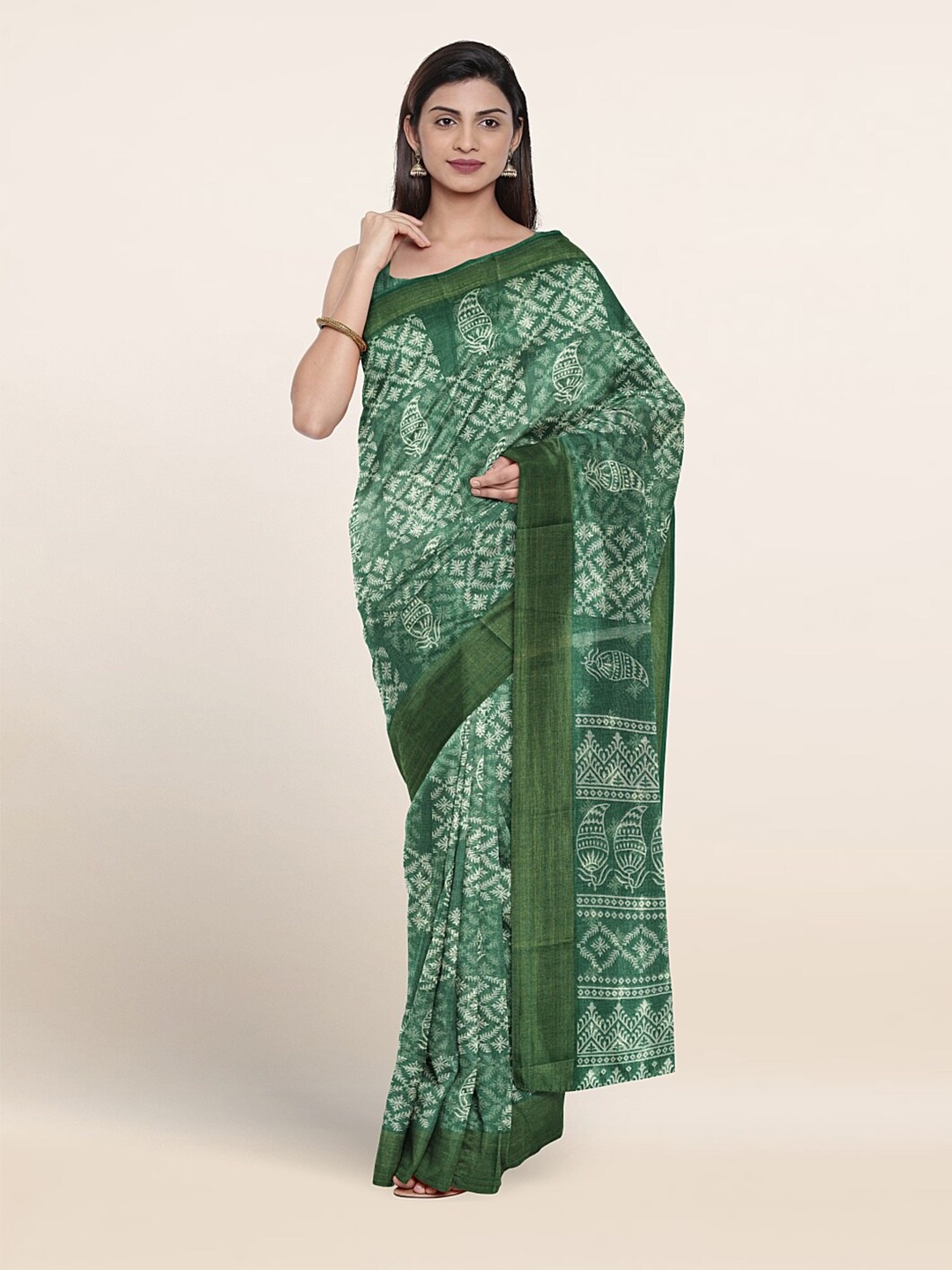

Pothys Ethnic Motifs Printed Saree, Green