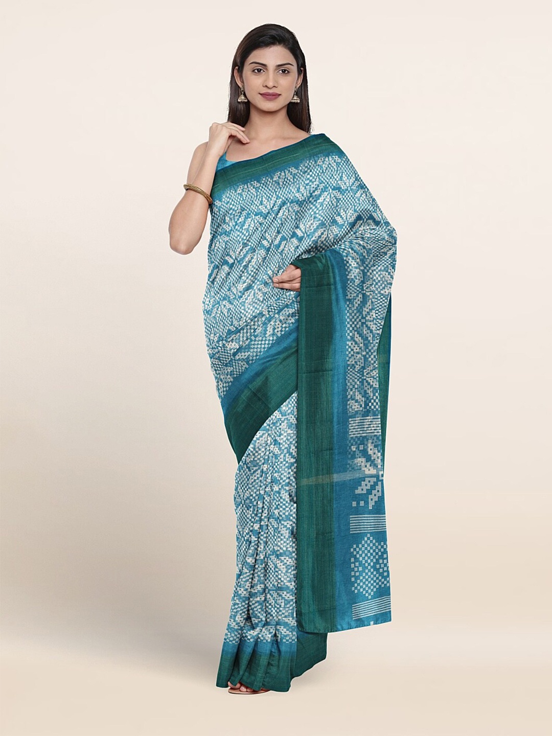 

Pothys Geometric Printed Saree, Blue