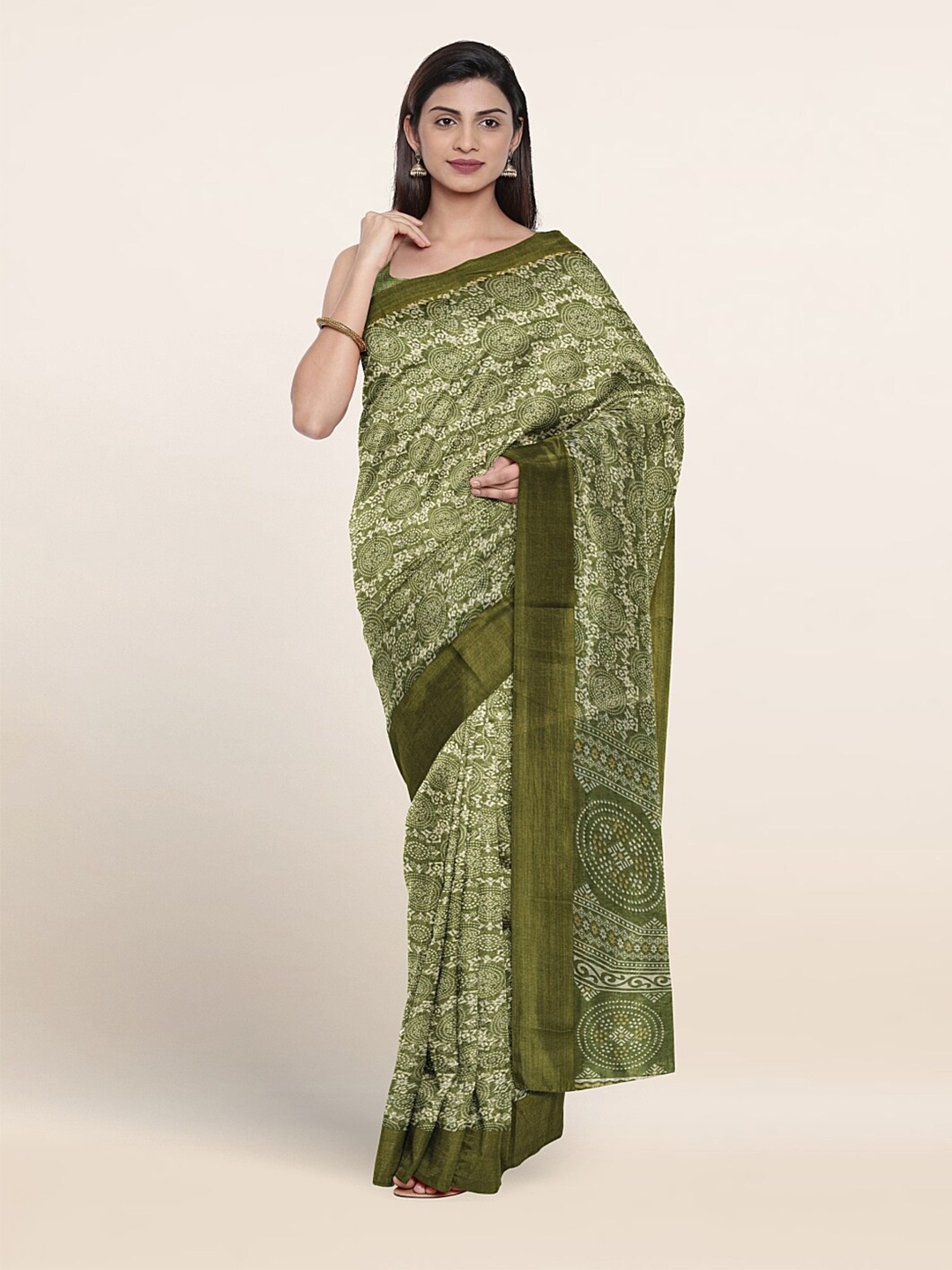

Pothys Ethnic Motifs Printed Saree, Green