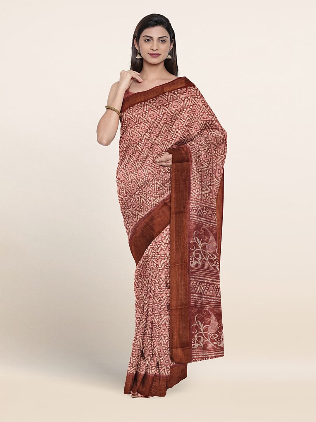 

Pothys Geometric Printed Saree, Mauve