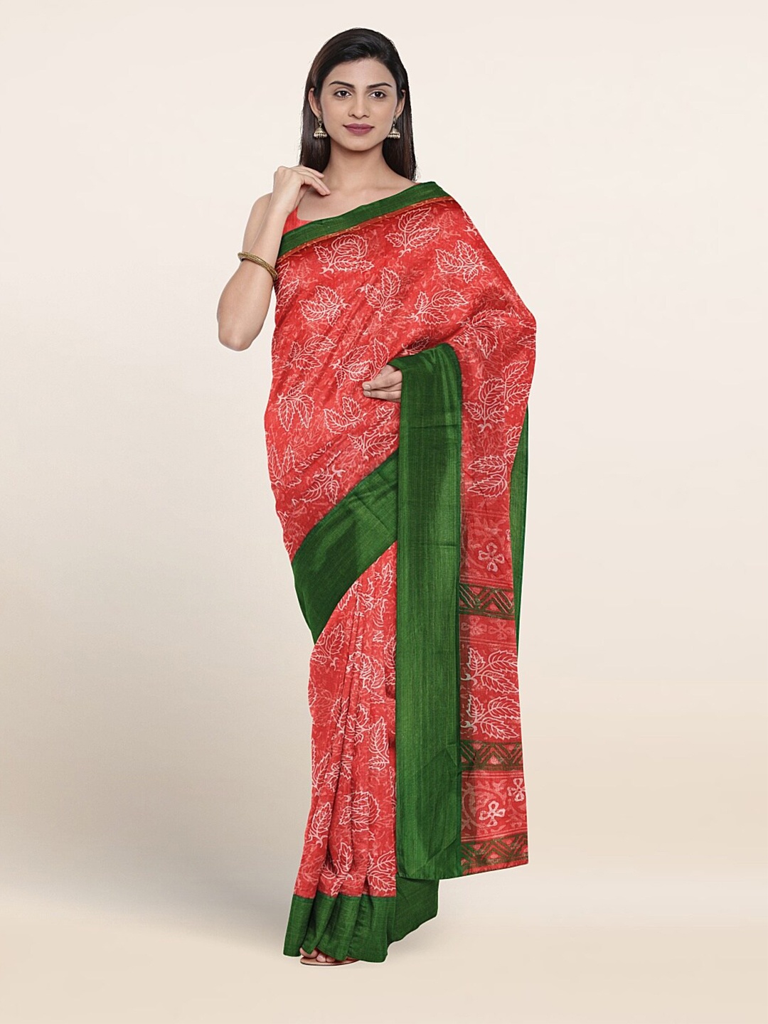 

Pothys Floral Printed Saree, Peach