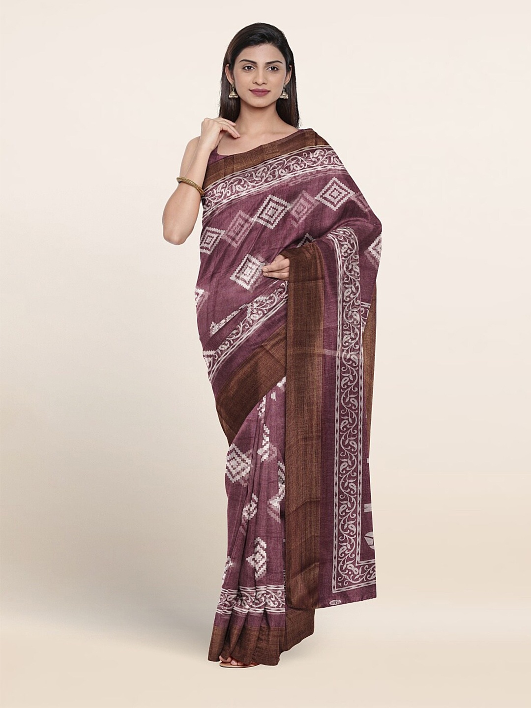 

Pothys Geometric Printed Saree, Purple