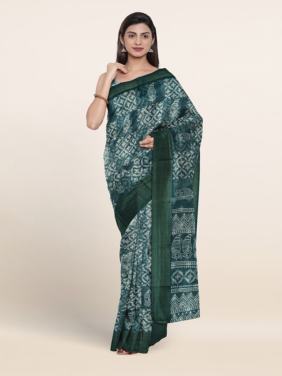 

Pothys Ethnic Motifs Printed Saree, Green