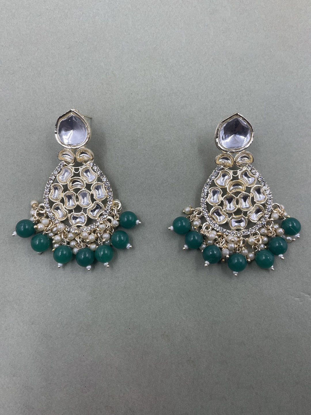 

Rhymee Gold-Plated Kundan & Pearl Floral Chandbalis