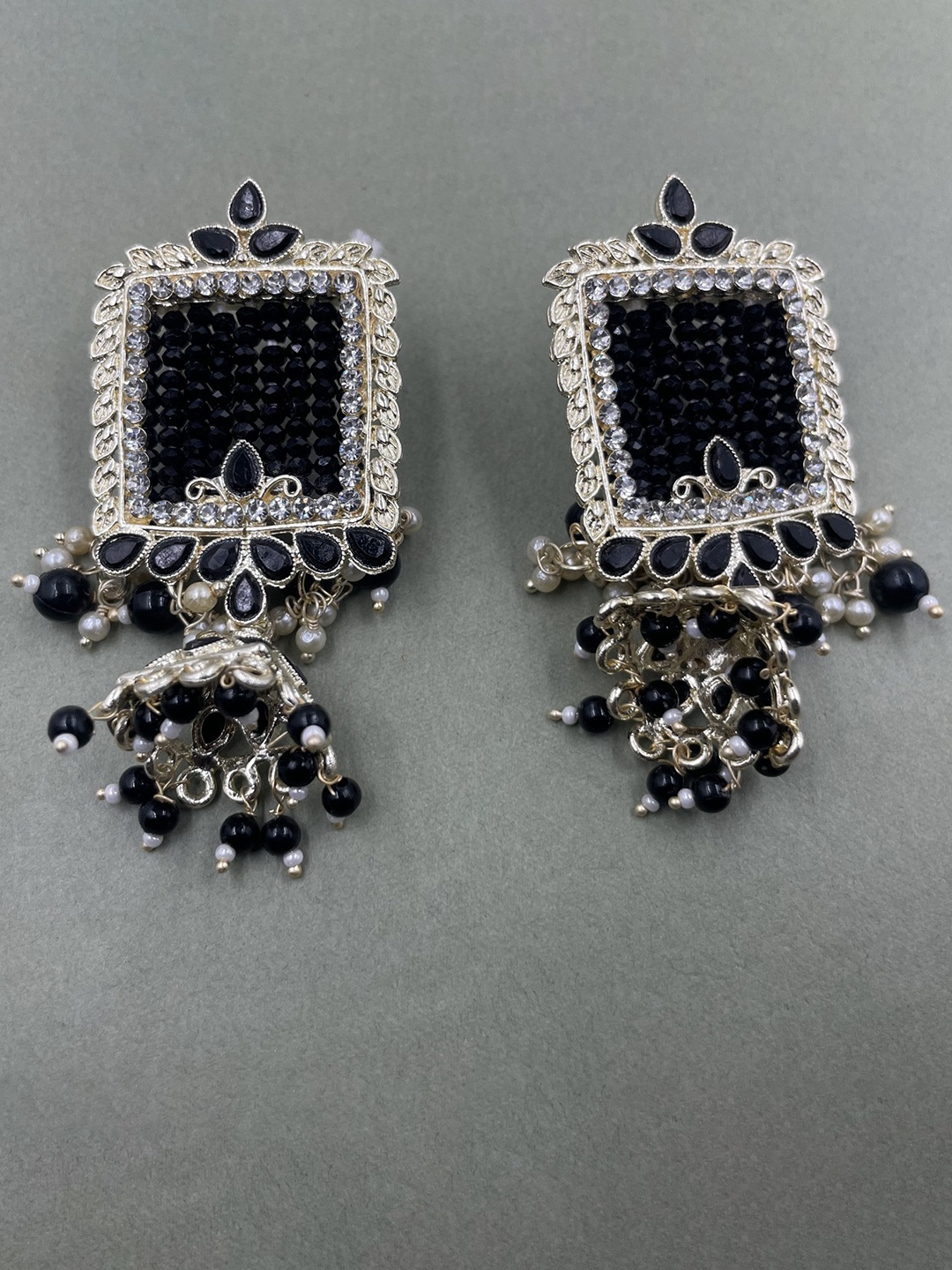 

Rhymee Gold-Plated Geometric Kundan & Pearls Studded Drop Earrings