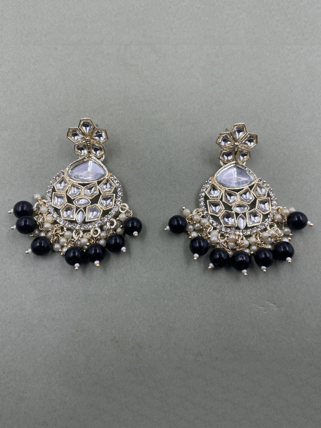 

Rhymee Gold-Plated Kundan-Studded & Beaded Floral Drop Earrings