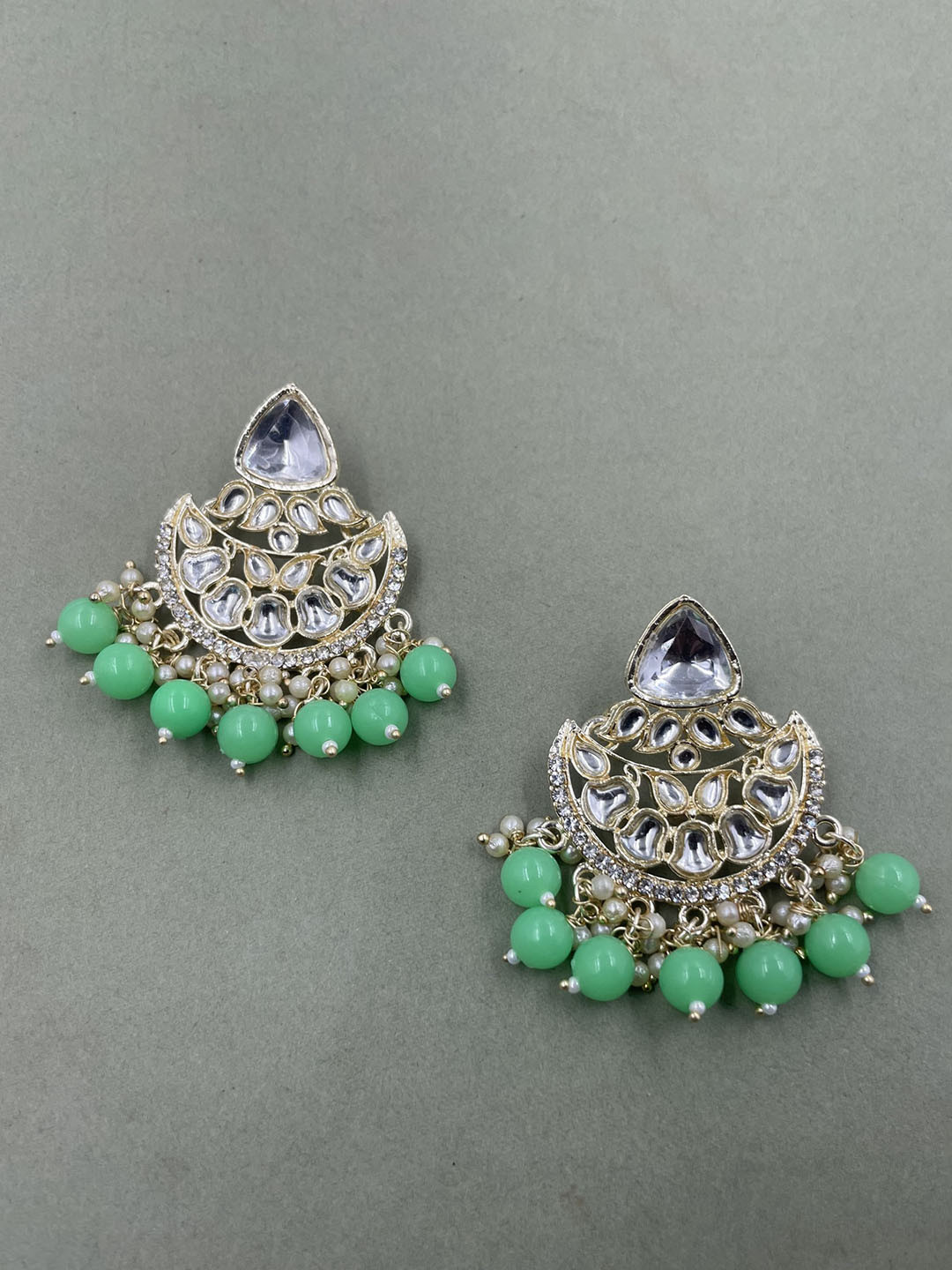 

Rhymee Gold-Plated Kundan-Studded & Beaded Floral Drop Earrings