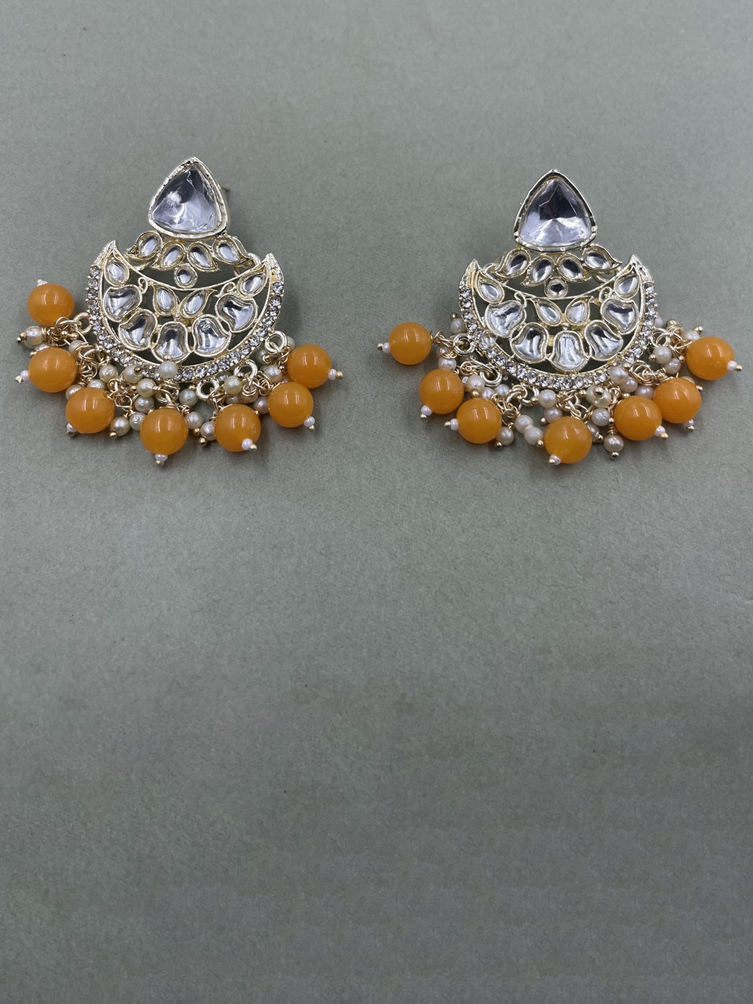 

Rhymee Gold-Plated Kundan-Studded & Beaded Floral Drop Earrings