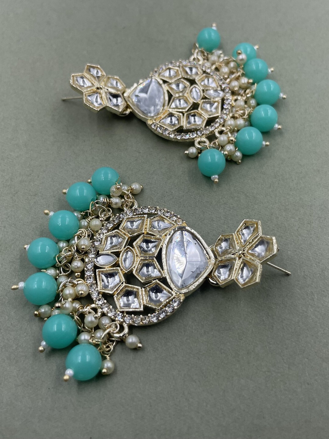 

Rhymee Gold-Plated Floral Kundan & Pearls Studded Drop Earrings