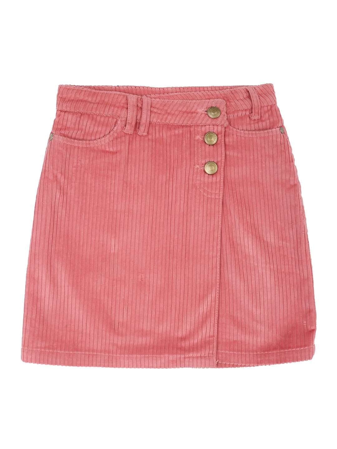 

Peter England Girls Striped Pure Cotton Mini Straight Skirt, Pink